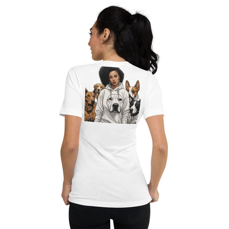 Just a girl who loves her dog - Unisex Short Sleeve V-Neck T-Shirt